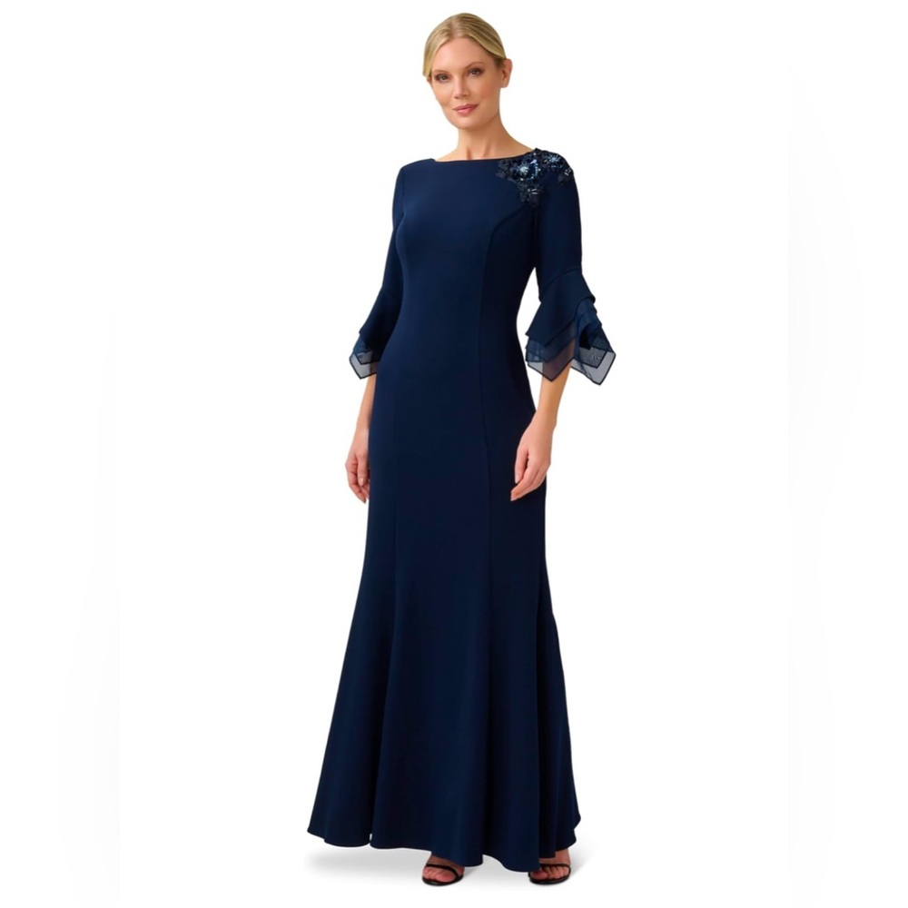 Adrianna Papell Women's Embellished Knit Crepe Gown